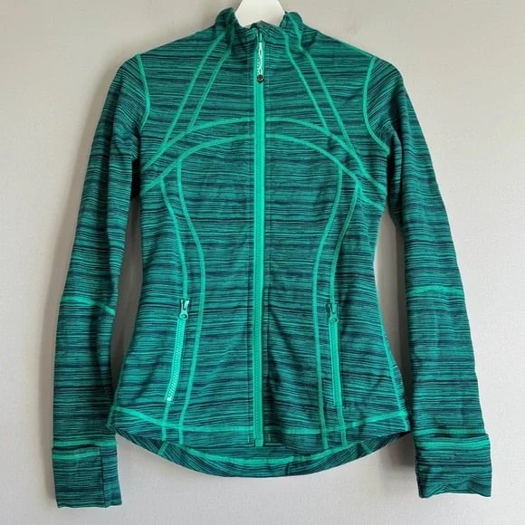 Lululemon Define jacket 6 full zip wee stripe cyber jungle heart blue green luon