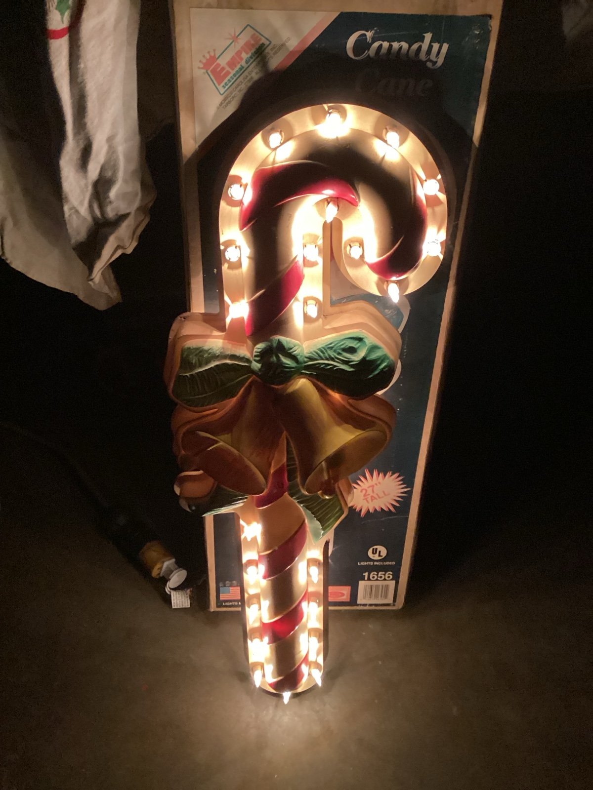 Vintage Plastic Flat Back Candy Cane Light Lighted Made By Union