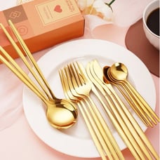 SHEIN Stainless Steel Gold Plated 16pc Silverware