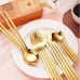 SHEIN Stainless Steel Gold Plated 16pc Silverware