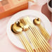 SHEIN Stainless Steel Gold Plated 16pc Silverware