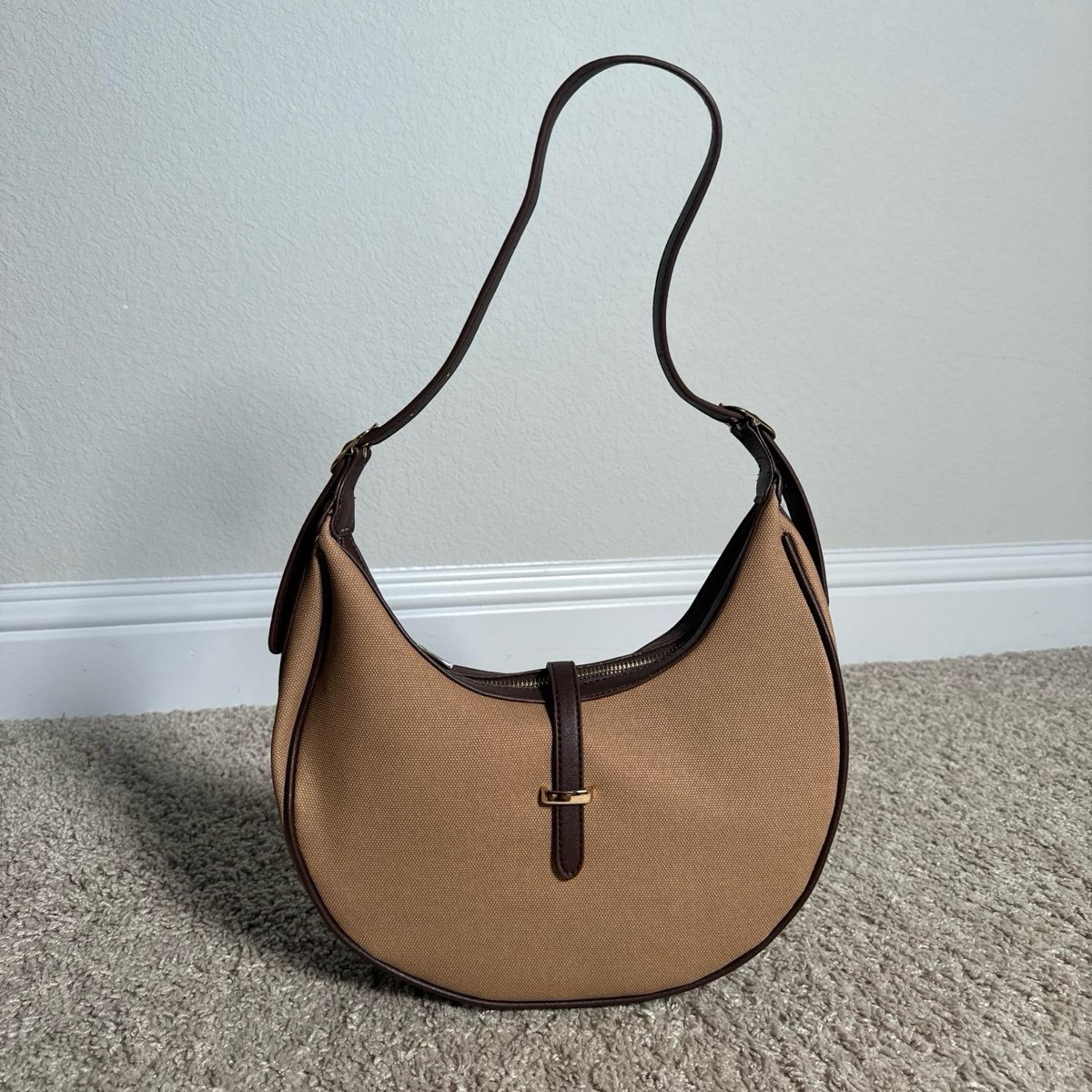 Lulus Timeless Element Brown Woven Crescent Shoulder Bag