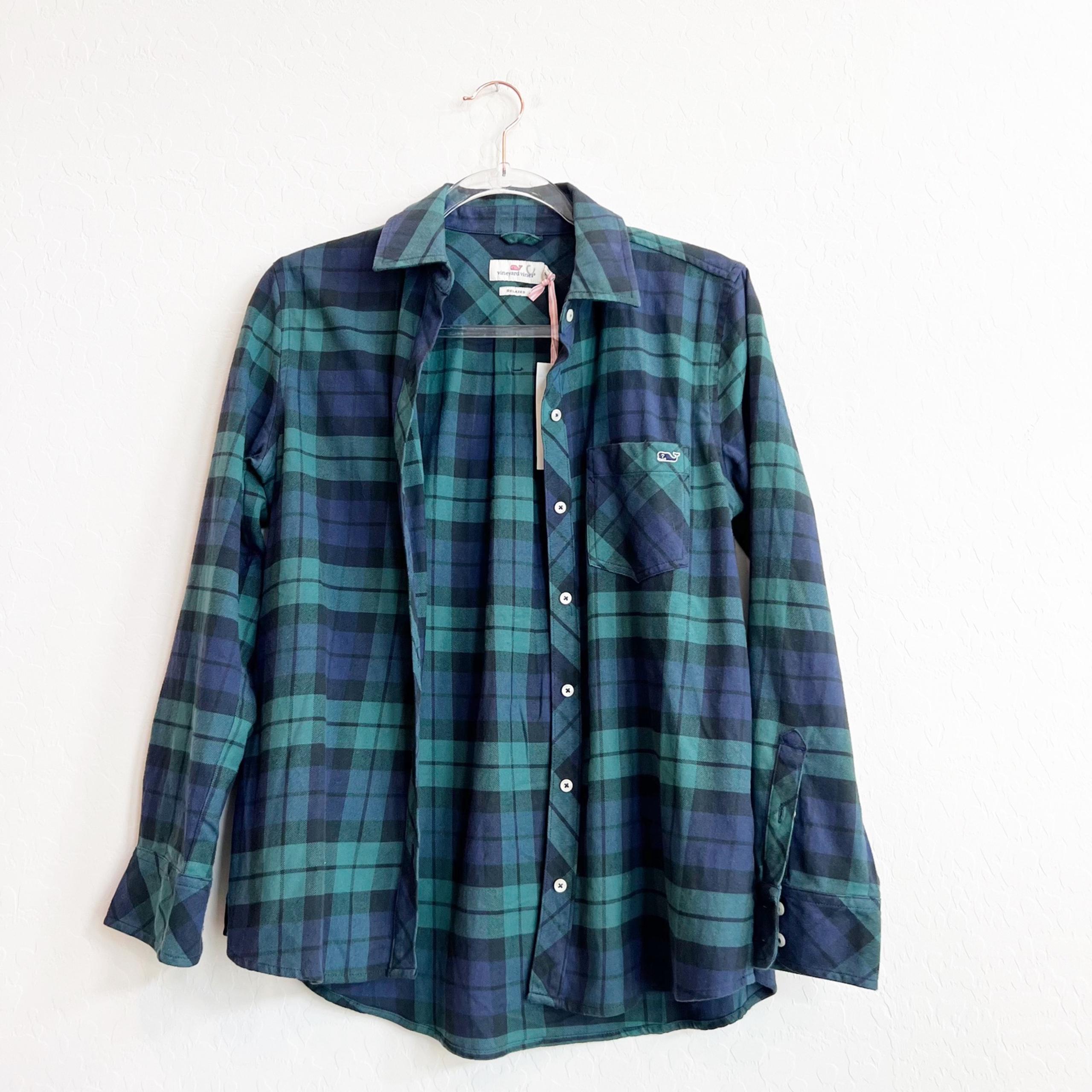 NEW Vineyard Vines Women's Blackwatch Flannel Chilmark Button Down Shirt Plaid 2