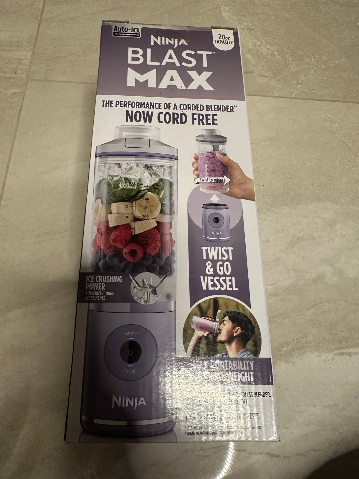 New Ninja Blast Max Portable Blender 20oz Twist & Go Lavender