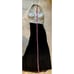 AIDAN MATTOX ~ Ivory Beaded Halter Bodice Black Chiffon Formal Gown Size 6