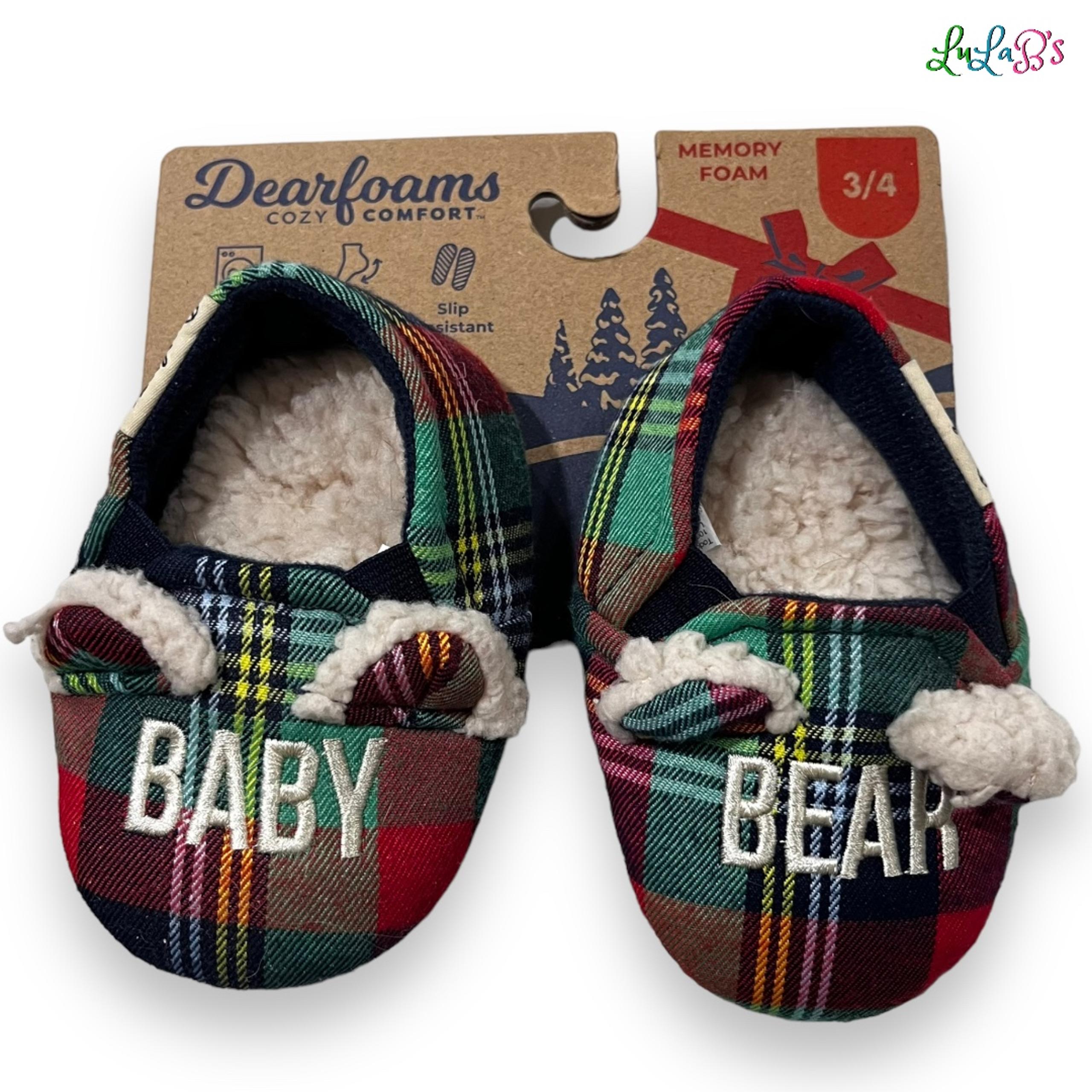 Dearfoams Cozy Comfort Memory Foam Baby Bear Slippers Infant Size 3/4