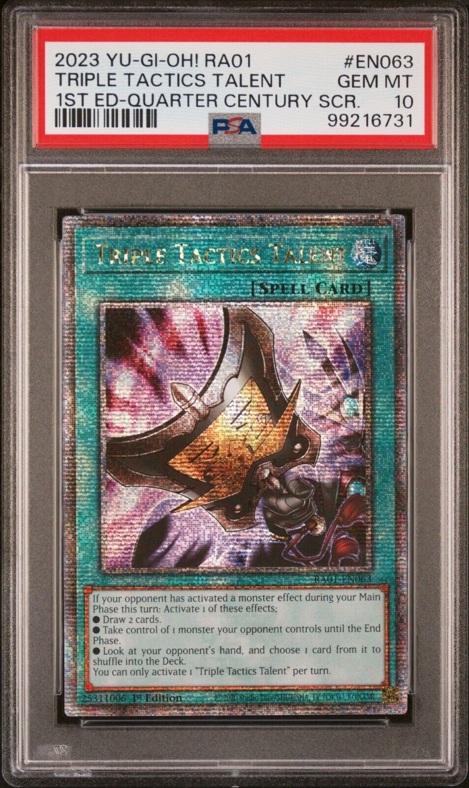 Yugioh Triple Tactics Talent RA01-EN063 1st Edition Quarter Century Rare PSA 10