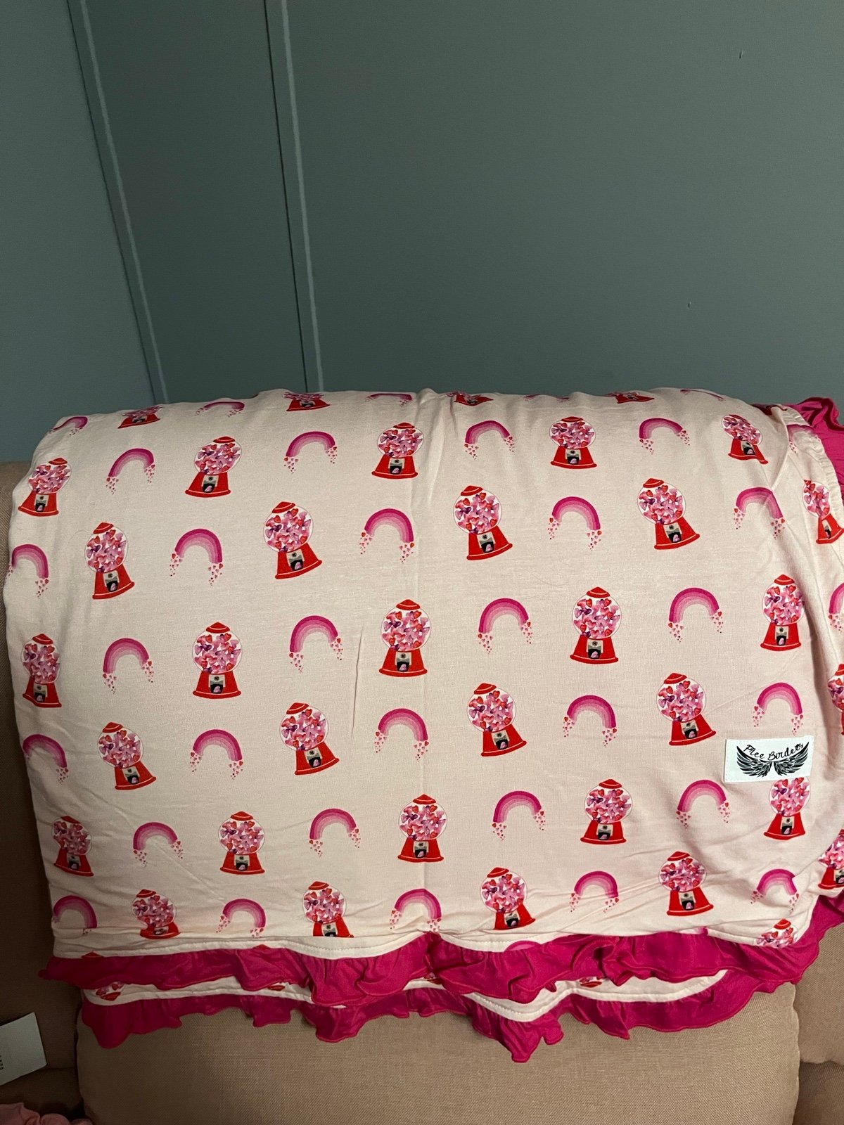 Free Birdees Painted Heart Gumballs Stroller Blanket