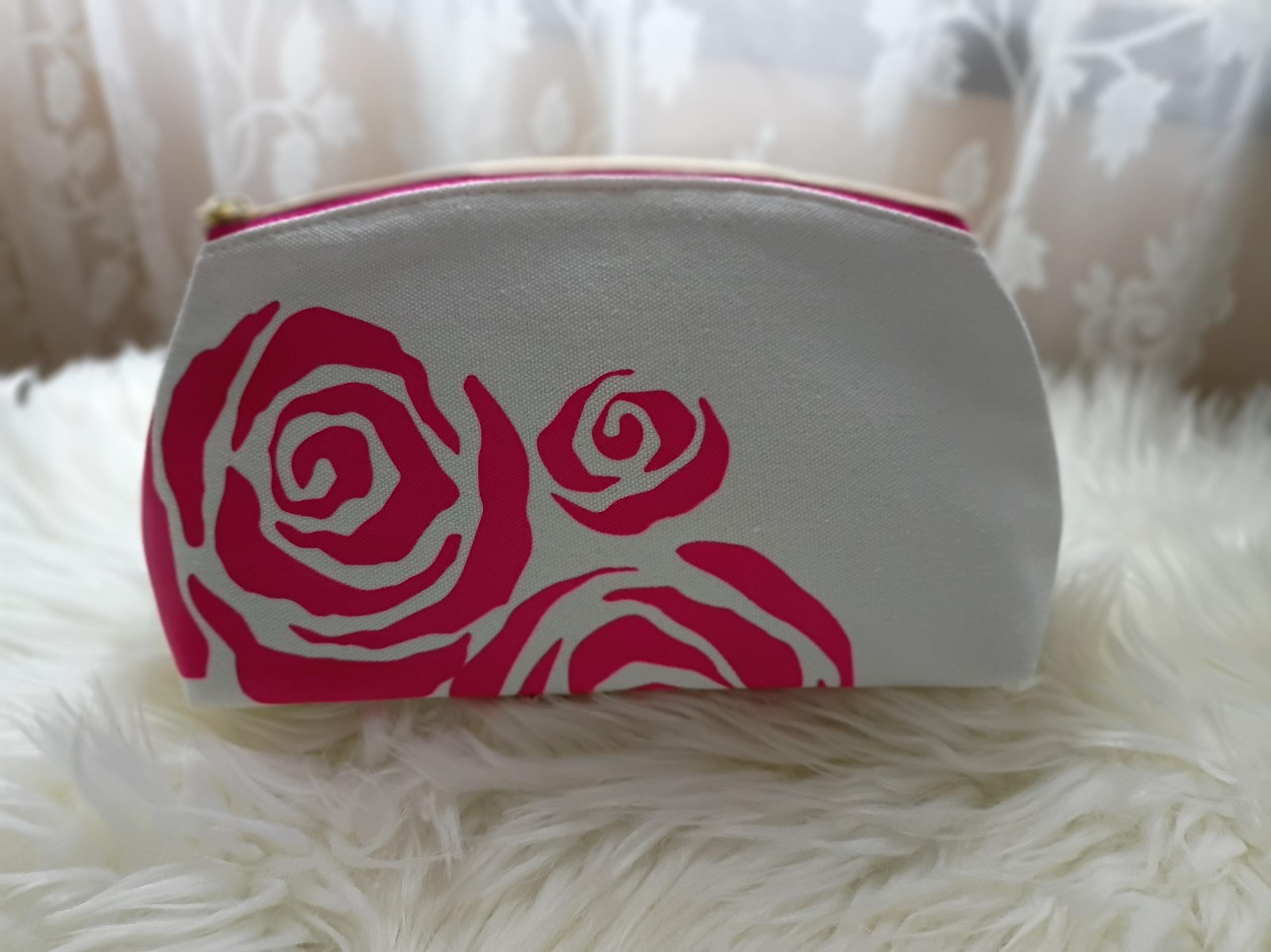 Makeup Bag, Pink & White Rose, Lancôme