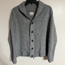 7 Diamonds Sweater Men's XL Gray Shawl Collar Cardigan Button Zip Ribbed