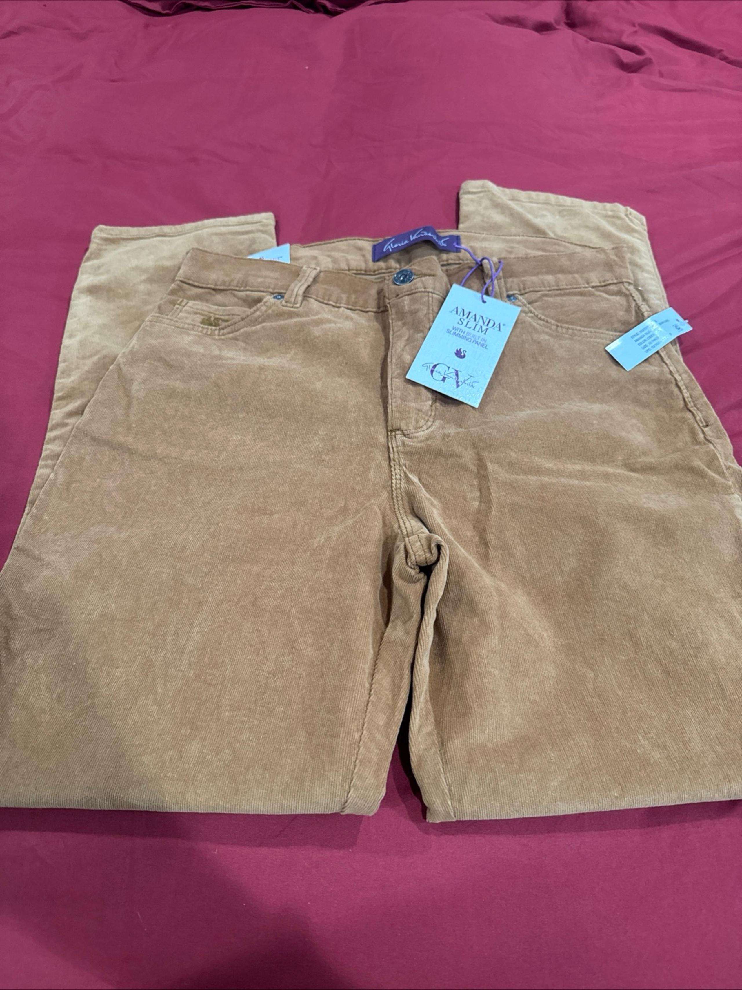 Gloria Vanderbilt Amanda Slim Corduroy jeans Cider Spice Women 10 Short $48