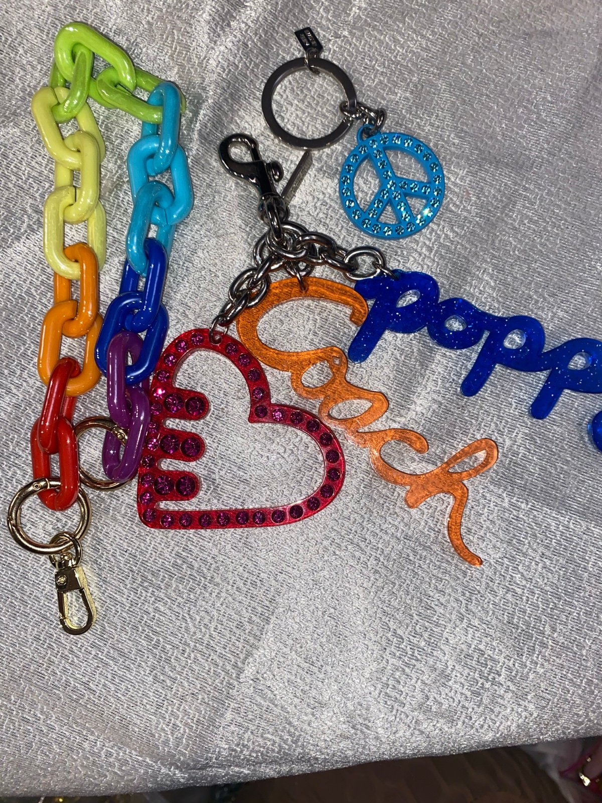 Coach keychain/bagcharm/strap rainbow bundle.