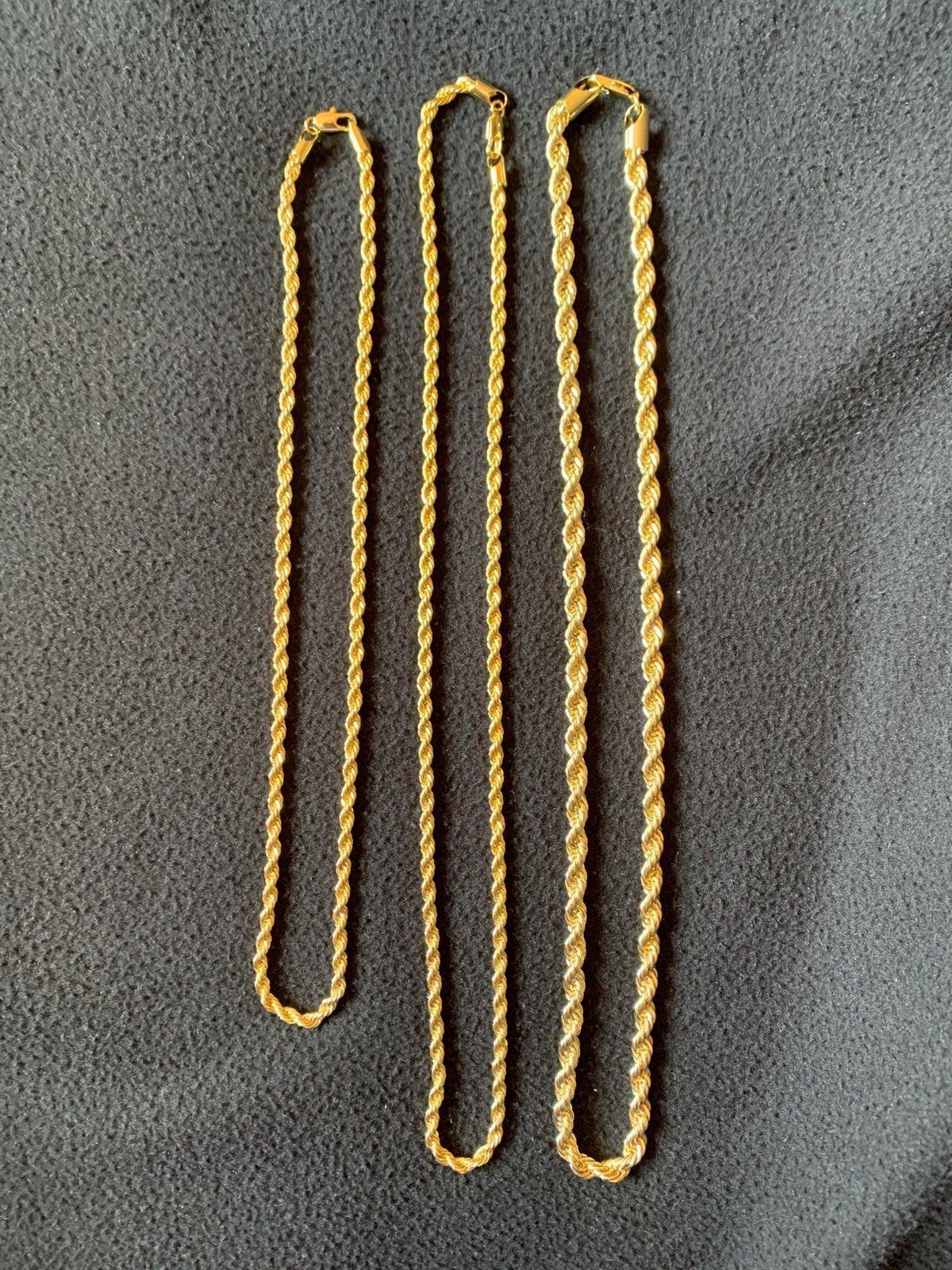 3 GOLD PLATED ROPE CHAIN BUNDLE