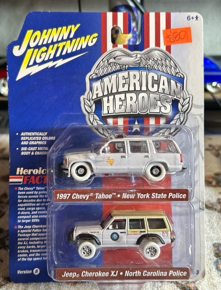 Johnny Lightning Chase Chevy Tahoe Jeep cj7 American Hero’s (ERROR)