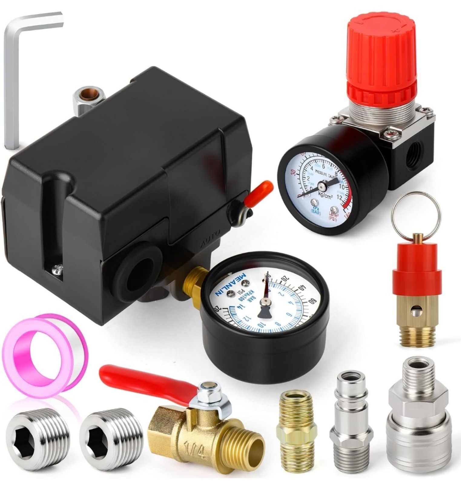 Air Compressor Pressure Switch Control Valve 110-150 PSI 110V-240V 4-Way