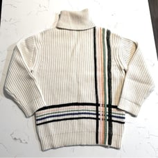 Tory Sport 100% Wool Stripe Turtle Neck Sweater Size Medium