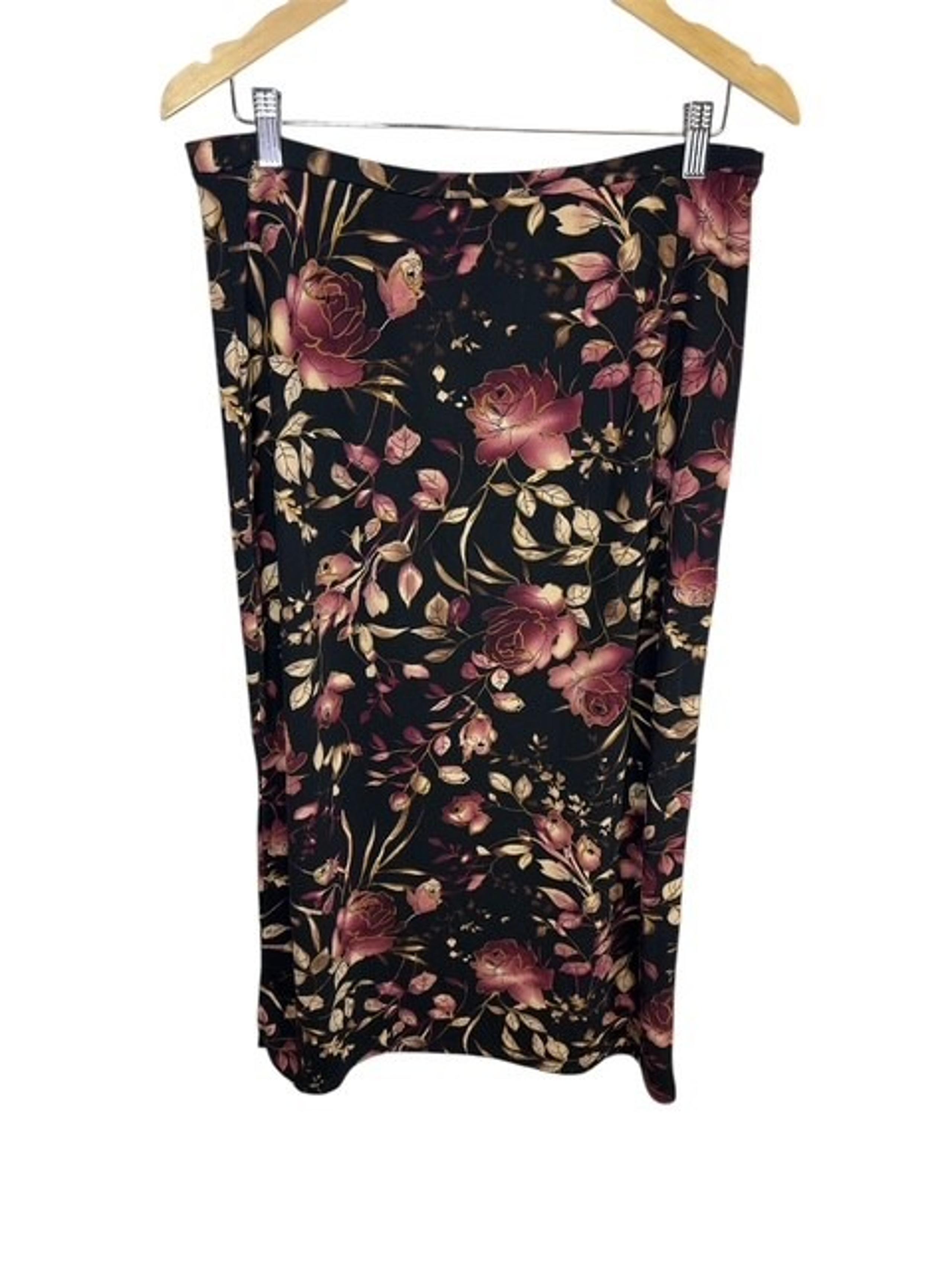 Van Heusen Womens Black Floral Maxi Skirt Lightweight Whimisical Fairycore Sz M