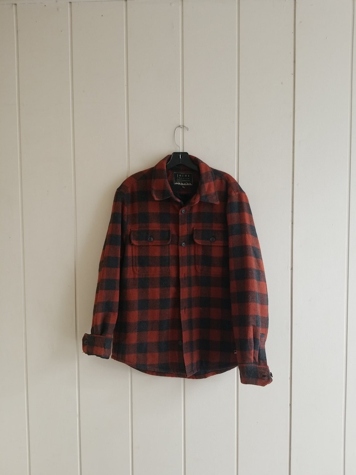 JACHS New York Fully Lined Wool Blend Shirt Jacket Checkered MEDIUM Orange