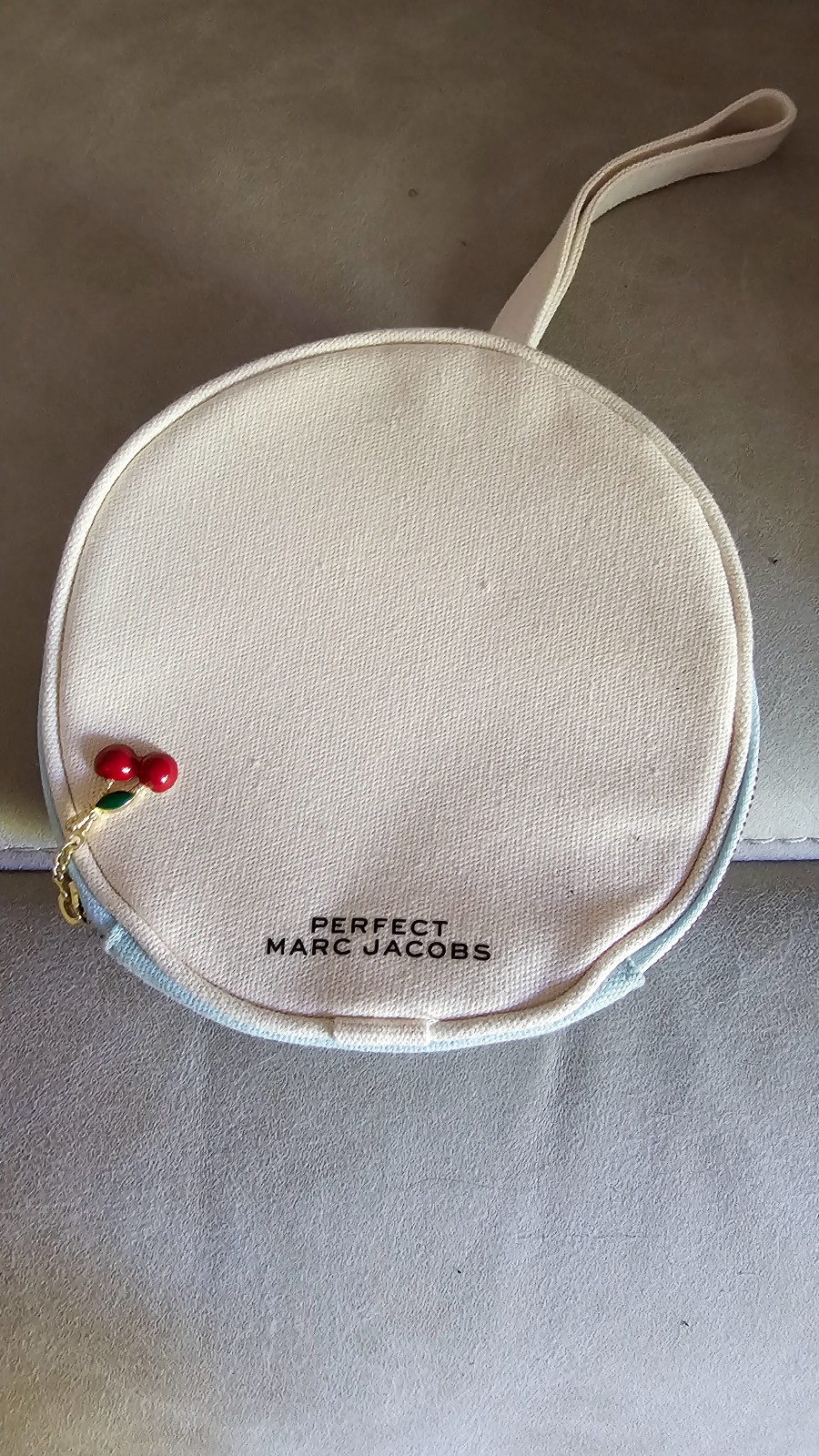 Marc Jacobs fabric pouch/cosmetic bag with cherry charm