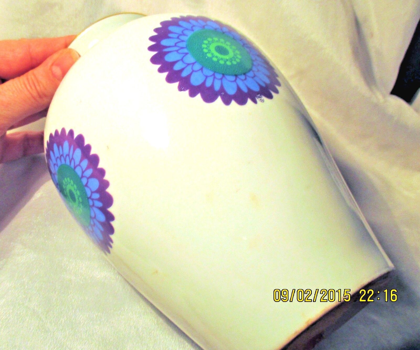 VIVID FLOWER DESIGN VASE Poland Polish purple white ceramic chodziez wazon