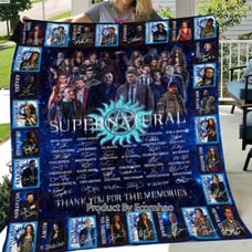 Supernatural TV Series Winchester Thank You Fleece Blanket 40x30