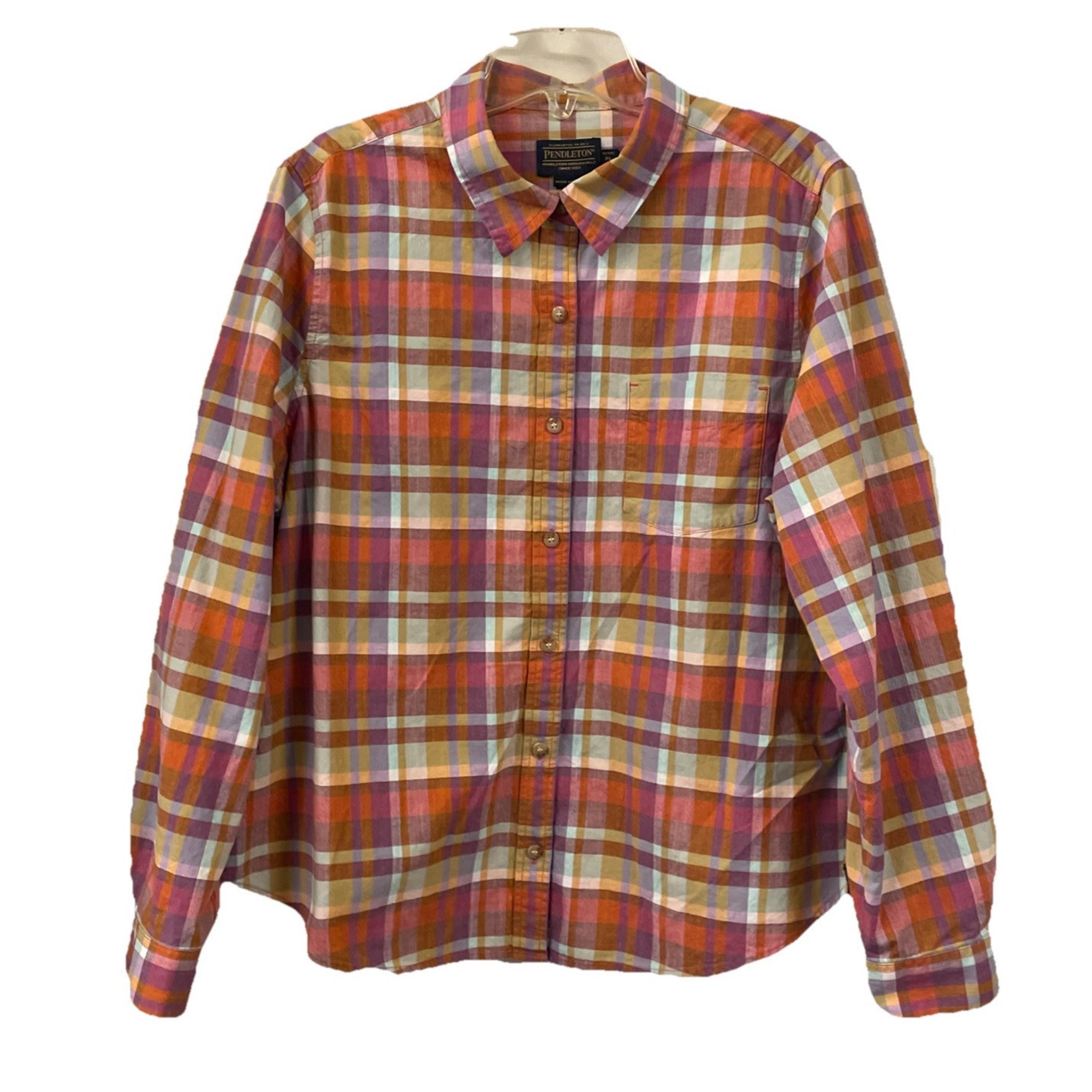 Pendleton Women's Size XL Petite Purple Plaid Long Sleeve Button Down Shirt
