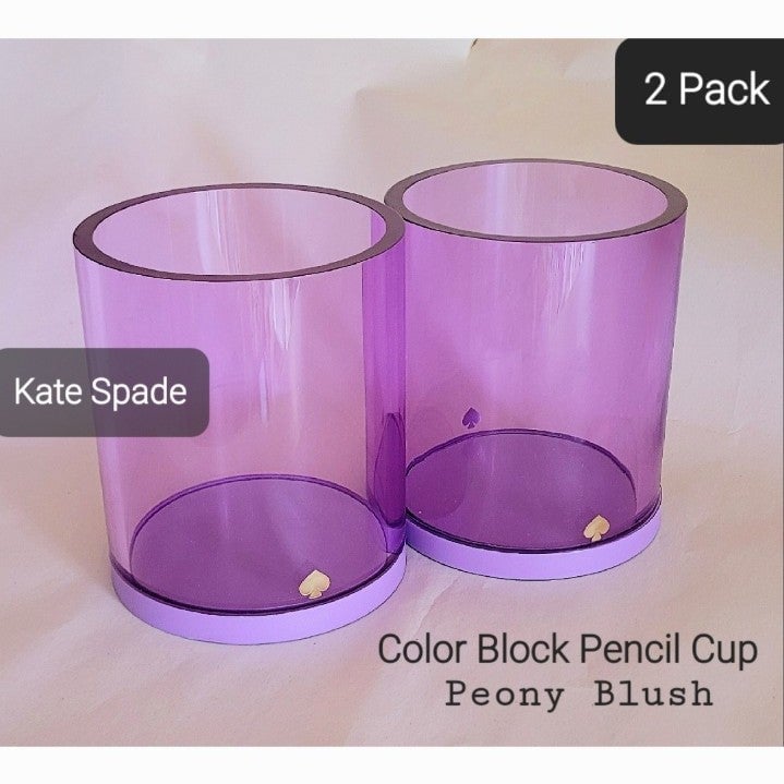❤️Set of 2❤️BNIB Kate Spade Color Block Pencil Cup PEONY BLUSH