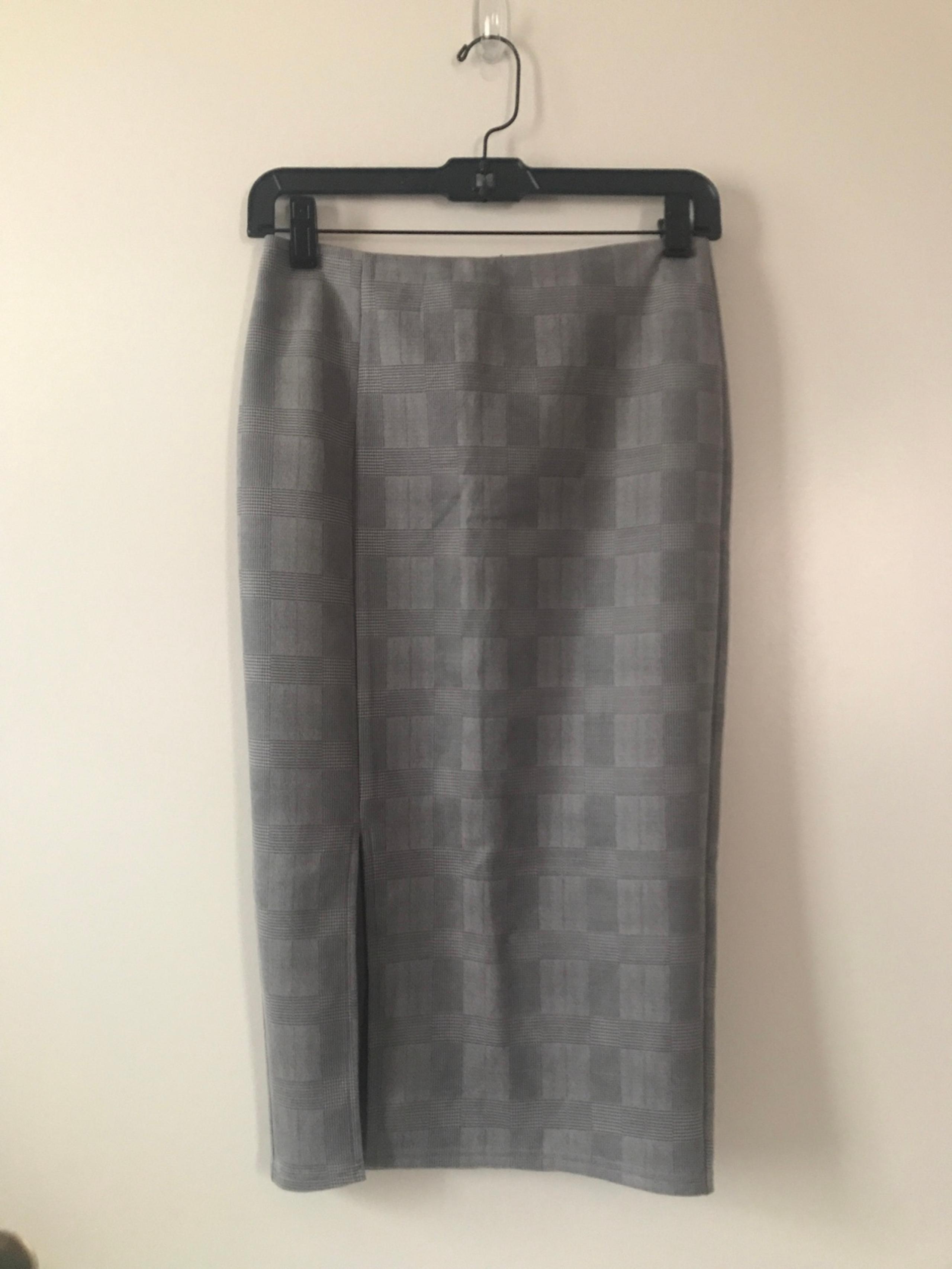 NWOT Shein checkered plaid bodycon high-waisted midi Pencil Skirt with slit