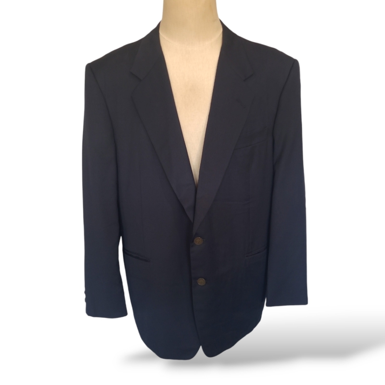 Hickey Freeman Boardroom 46 Reg Navy Blue Single Breasted Wool Suit Jacket