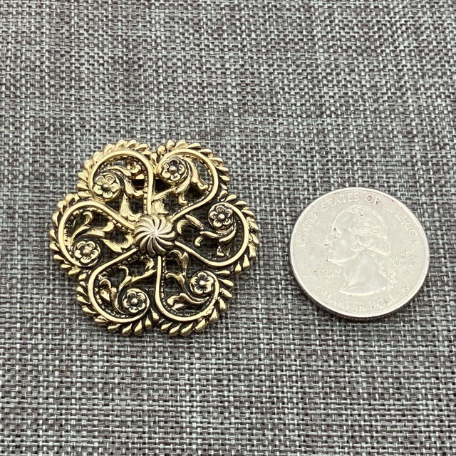 SKS Imports Floral Scarf Clip 1.25 In Gold Made In Holland Dutch Vintage Retro