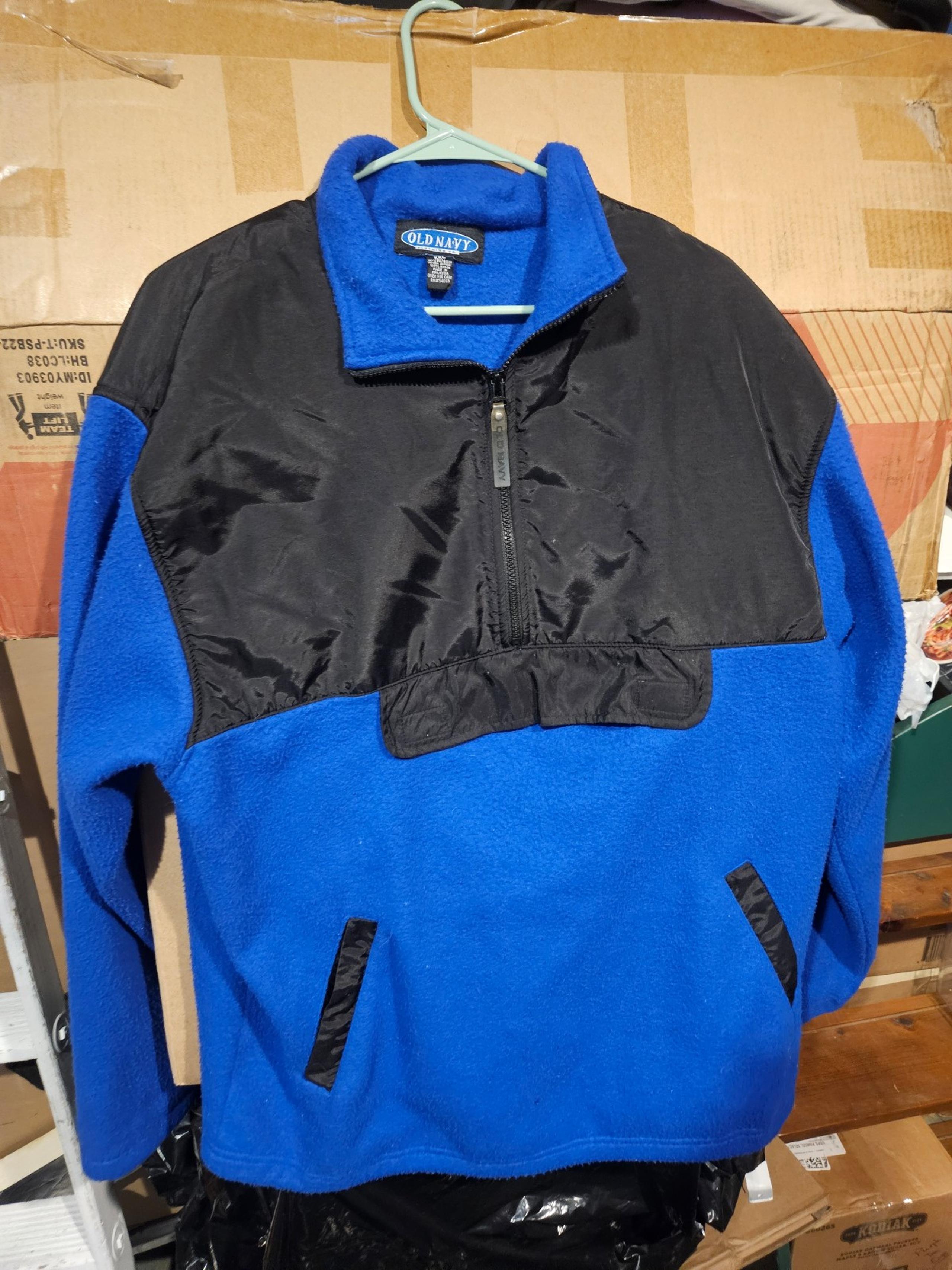 Old Navy quarter zip fleece Pullover Mens Size Xxl Blue&Black Vintage 90’s