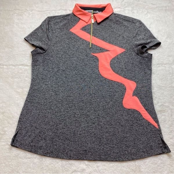 Jamie Sadock 1/4 Zip Gray and Coral Golf Polo Size Small