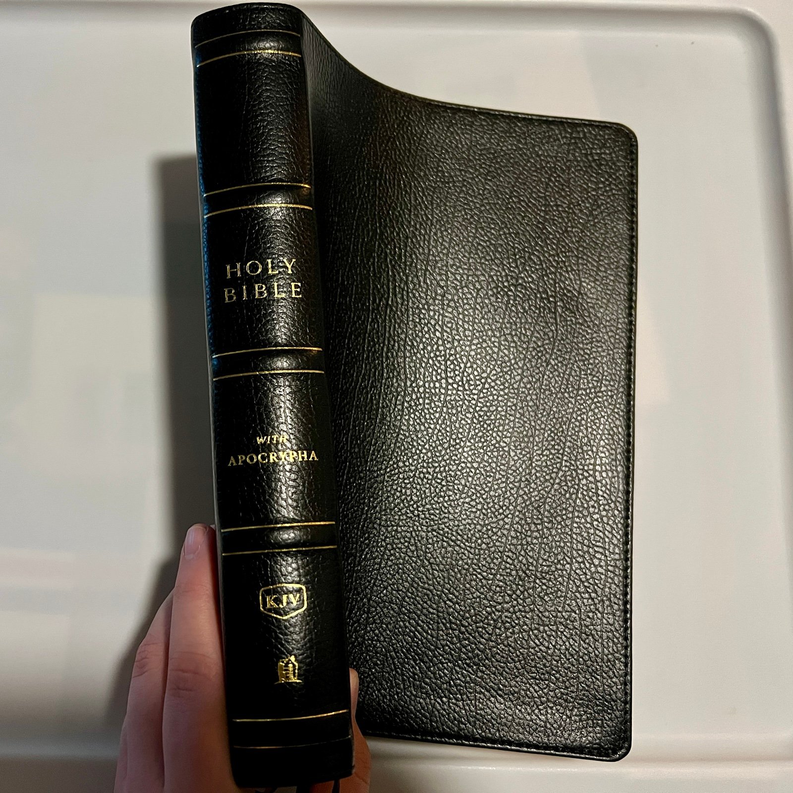 KJV Holy Bible with Apocrypha and Cross References, Red Letter, Genuine Leather