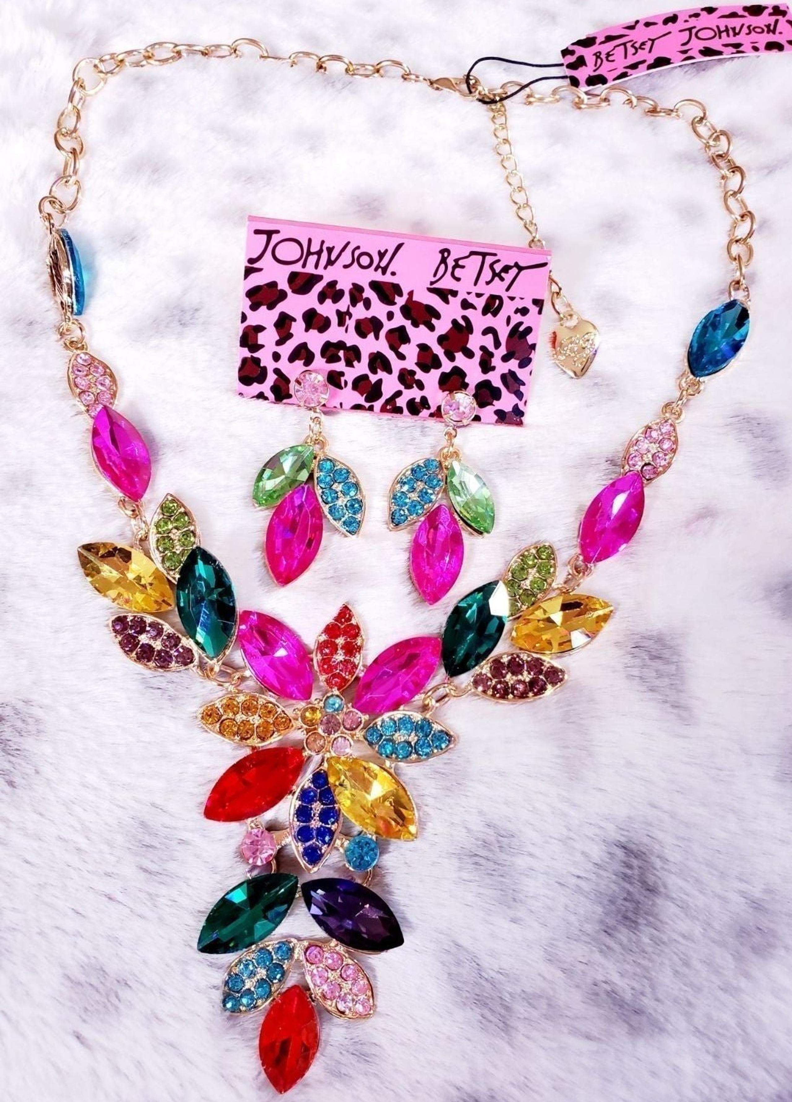 #1460 Multicolor Crystal flower jewelry set