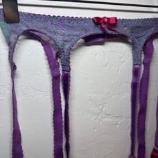 NWT AGENT PROVOCATEUR GARTER BELT PURPLE GREEN PINK SZ 2 XS