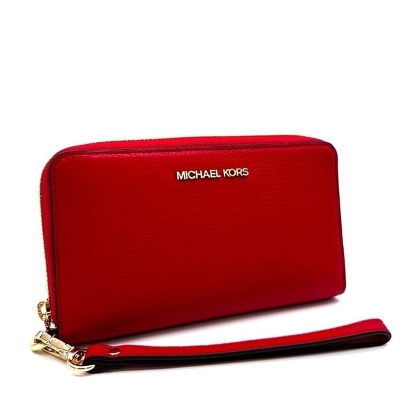 Michael Kors JST LG Flat MF Phone Case Wallet Red/Gold
