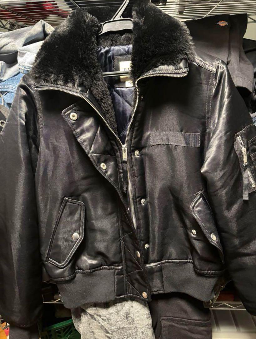 Ma-1 Military Jacket Black Fur Early Heisei Era Glossy Y2k Gimmick