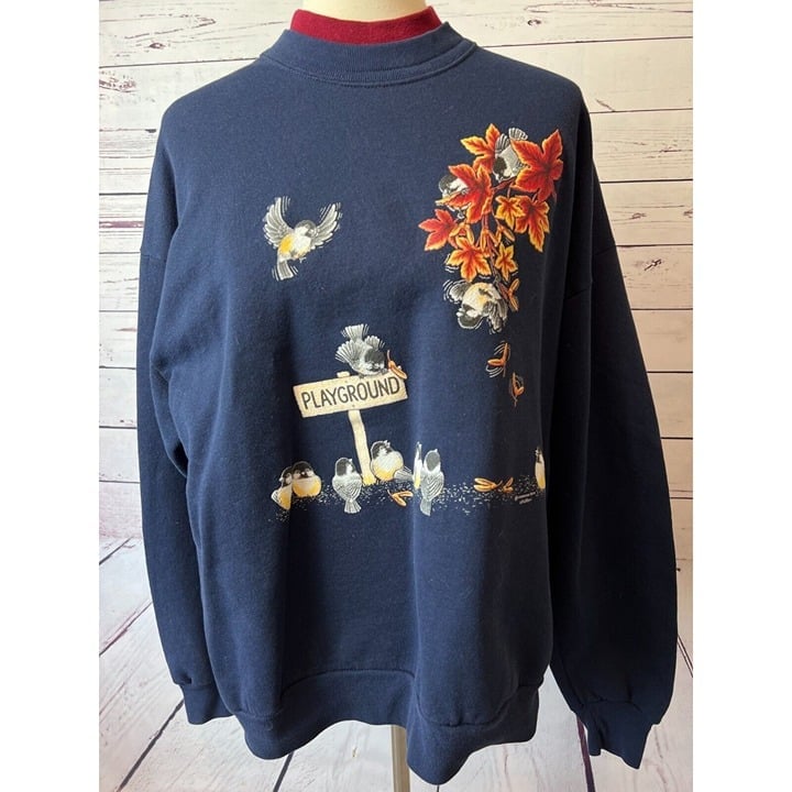 Morning Sun Sweatshirt Birds Pullover XL Extra Large Fall Grandma USA Vintage