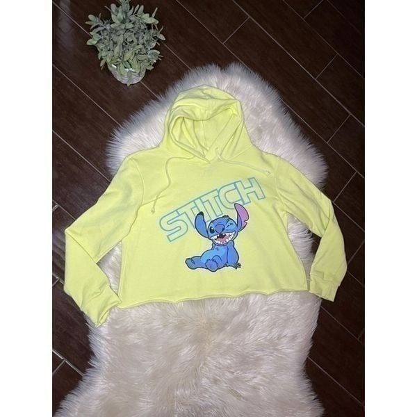 Disney Stitch hooded crop top sweatshirt Sz medium