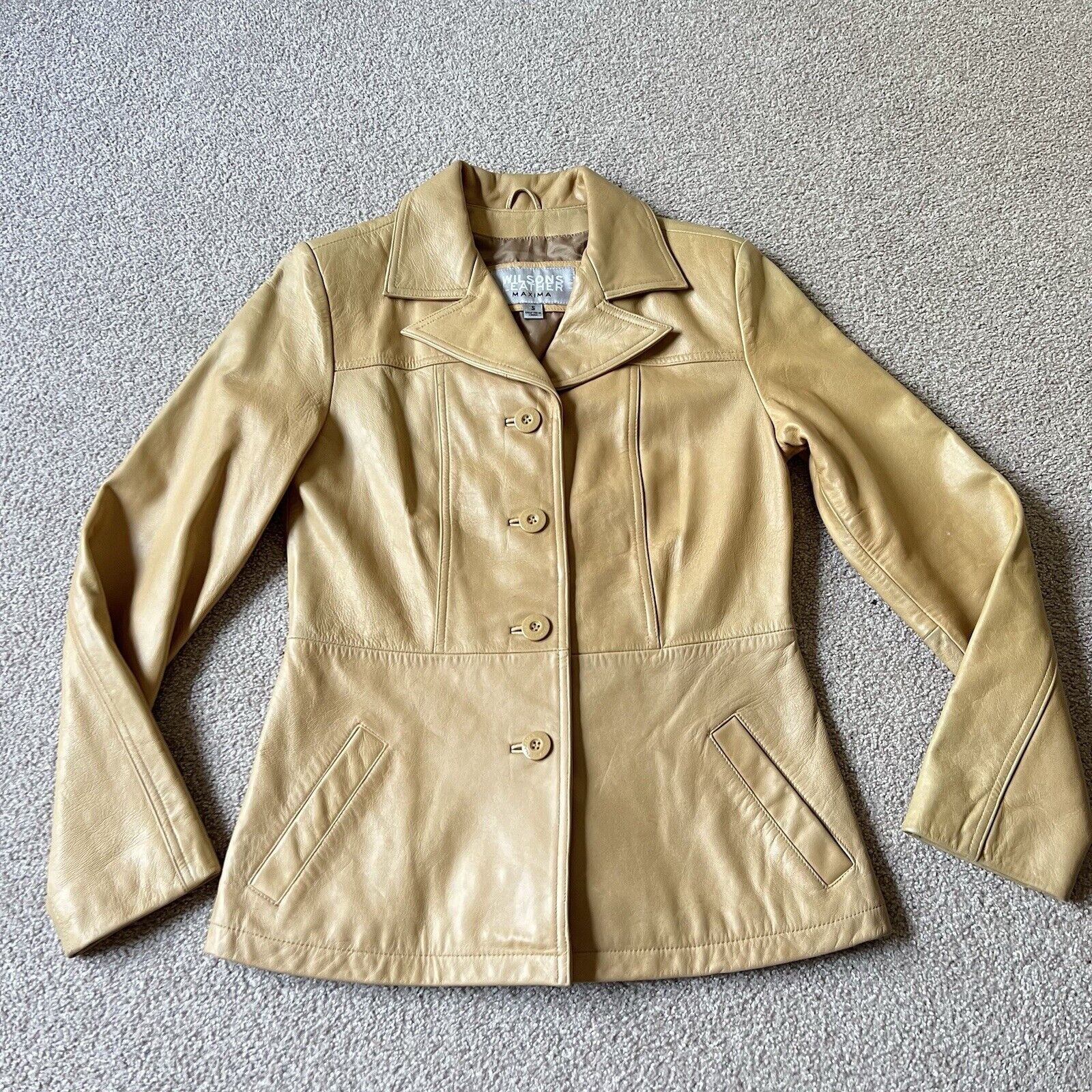 Vintage 90s Wilsons Leather Maxima Genuine Leather Tan Brown Coat Women’s S