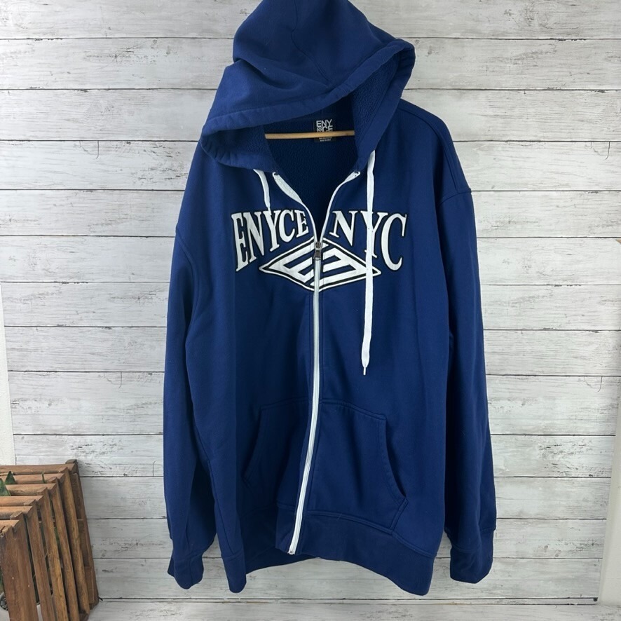 Vintage Y2K 2000s Enyce Hoodie Sweatshirt 5XL Athletic Blue Full Zip
