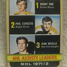 1972-73 Topps #62 NHL Assists Leaders Bobby Orr Phil Esposito Hockey Card Mint c