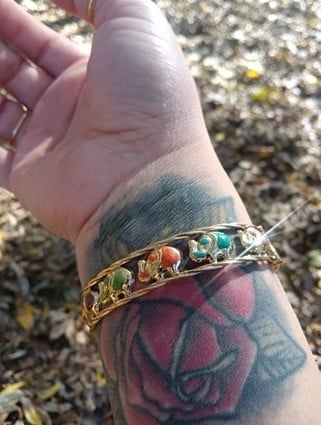 10k solid gold & enamel elephant bracelet / bangle