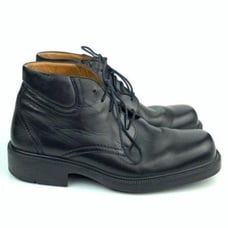 Ecco city chukka boots sz 43 9-9.5 Black leather lace up square toe dress