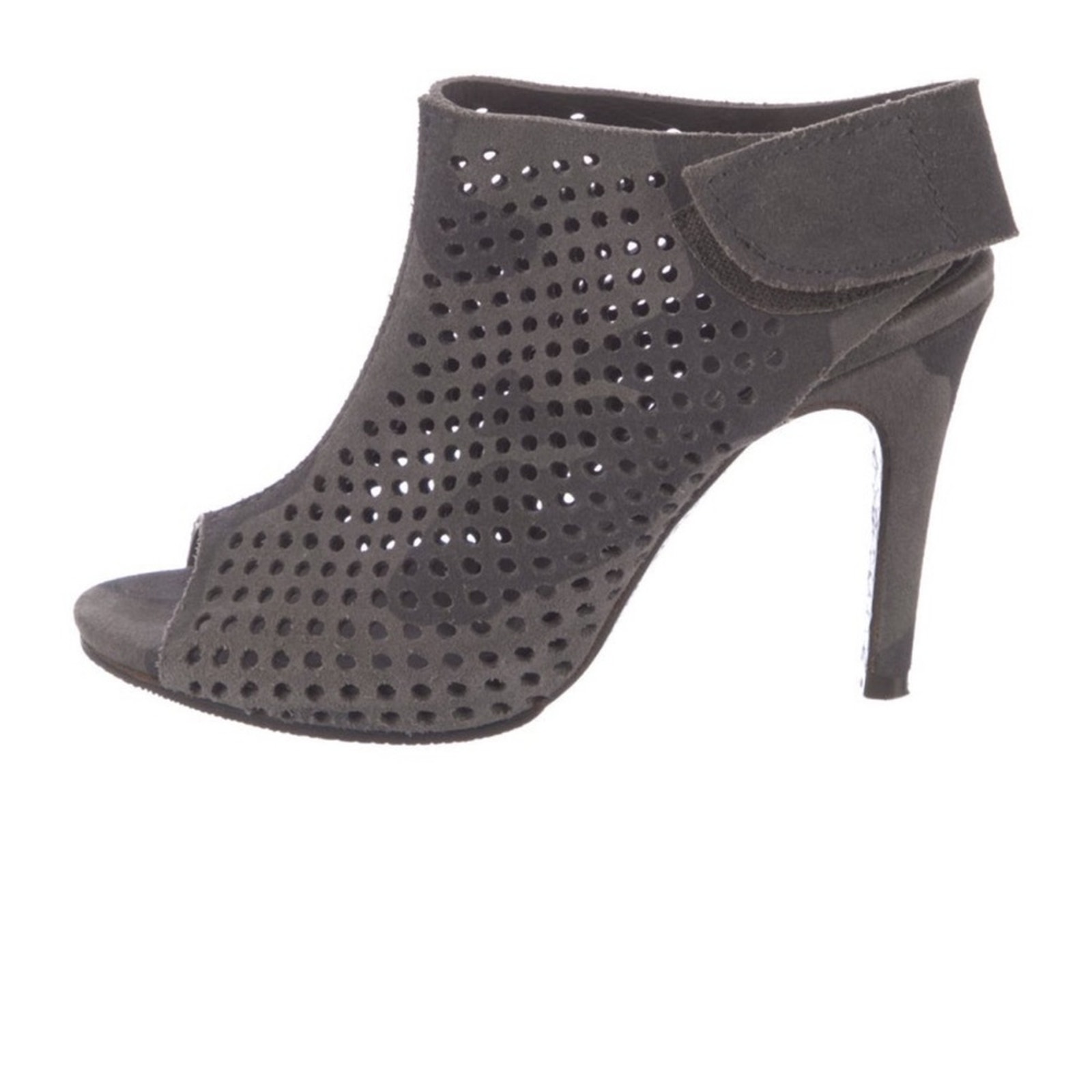 Pedro Garcia Gray Suede Leather Camo Peep Toe Heels Shoes Women’s 36 US 6