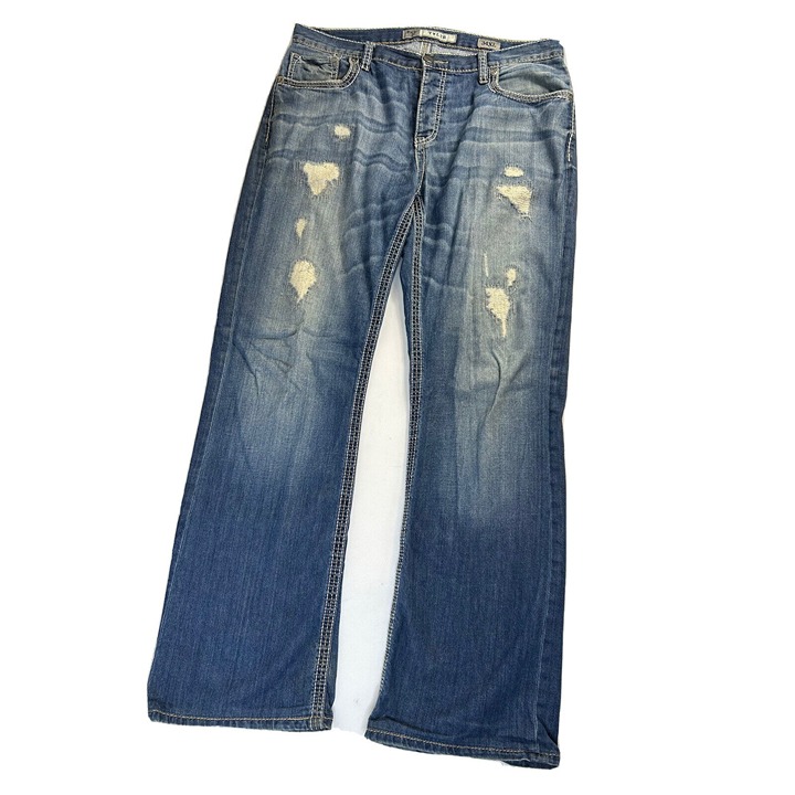 BKE Denim Tyler Thick Stitched Distressed Denim Blue Jeans Mens 34XL