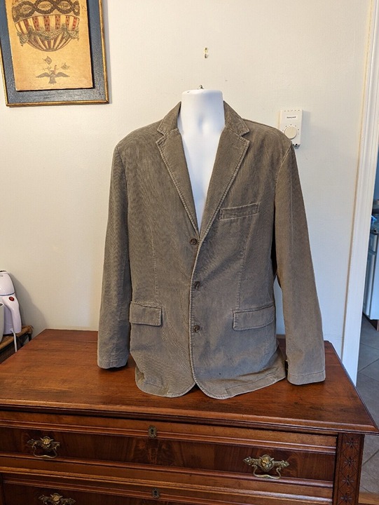 J Crew Corduroy Vintage Cord Tan Men's 3 Button Blazer Sport Coat Jacket Large