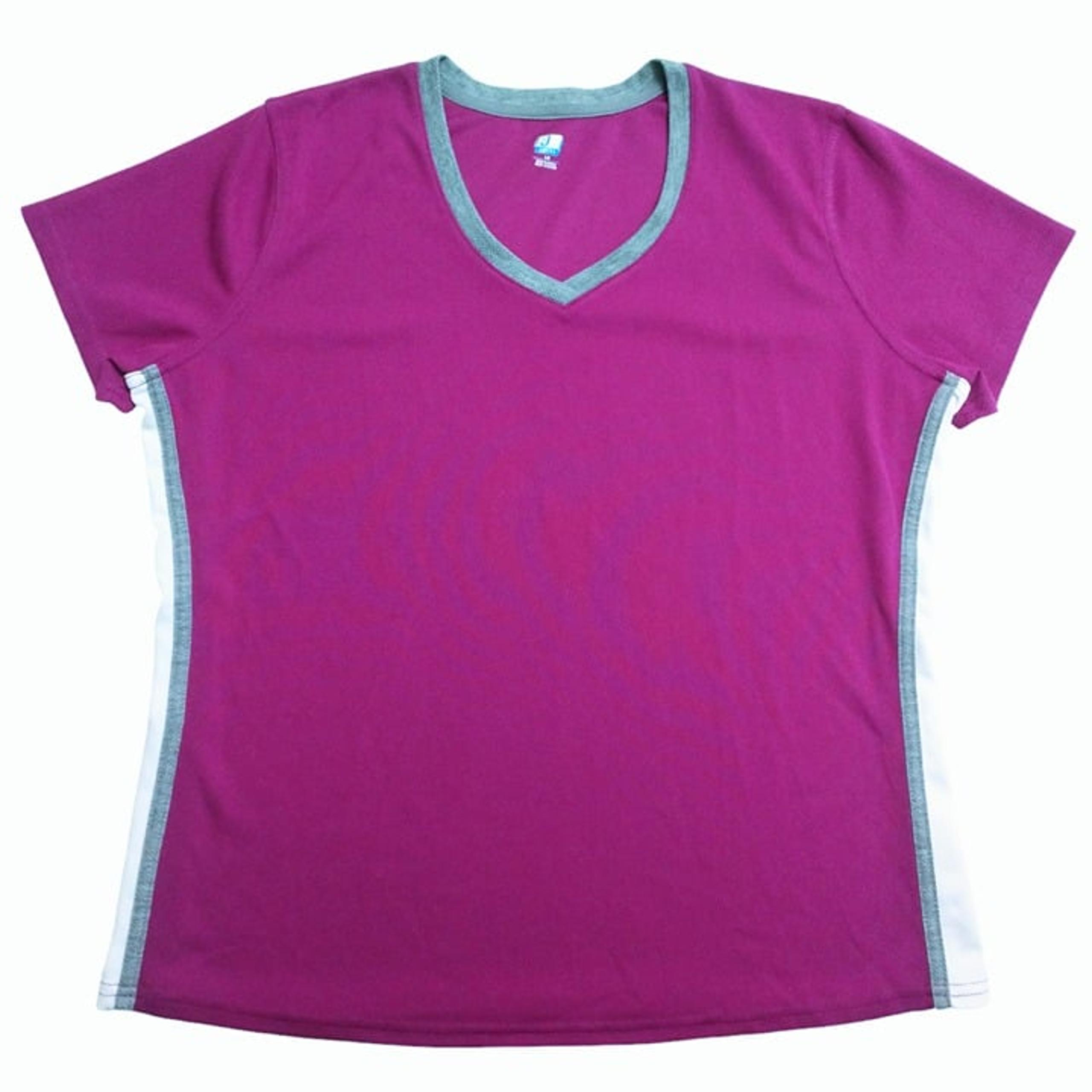 St. John's Bay SJB Active Women's V-Neck Purple Shirt L Large
