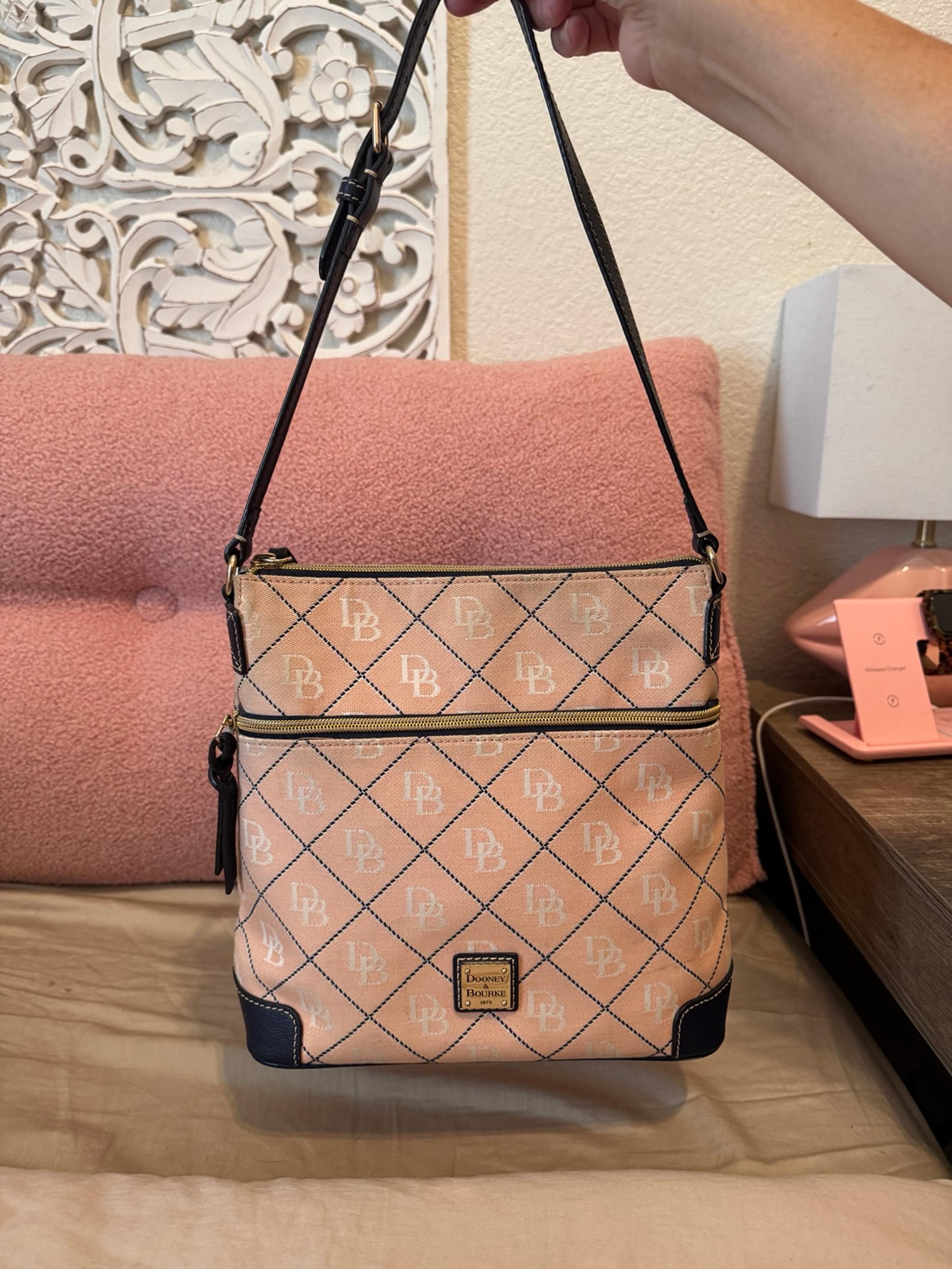 DOONEY & BOURKE pink & Navy Blue Canvas &Leather Crossbody/shoulder bag