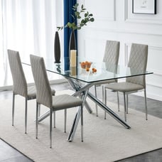 NEW High Back Seat Dining chair set for 4 (Grey)